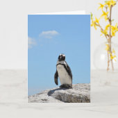 Carte Manchot mignon solitaire et ciel bleu (Fleur jaune)