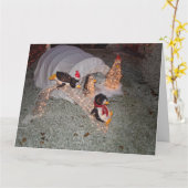 Carte Manchots glissant le long d'une pente dans une cou (Fleur jaune)