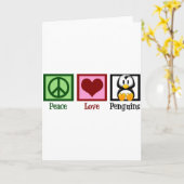 Carte Manchots Paix Amour (Fleur jaune)