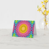 Carte Mandala à Cravate arc-en-ciel avec symétrie vibran (Fleur jaune)
