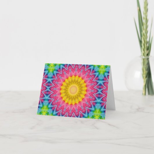 Carte Mandala à Cravate arc-en-ciel avec symétrie vibran (Devant)