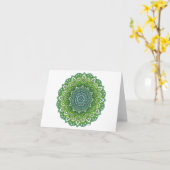 Carte Mandala à fleurs vertes (Fleur jaune)