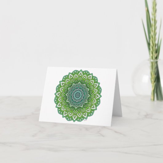 Carte Mandala à fleurs vertes (Devant)