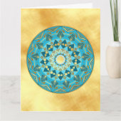 Carte Mandala bleu or sur fond or doux (Devant)