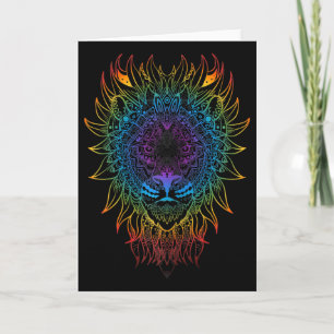 Carte Mandala d'art de lionne féminine Yoga Zen Méditati