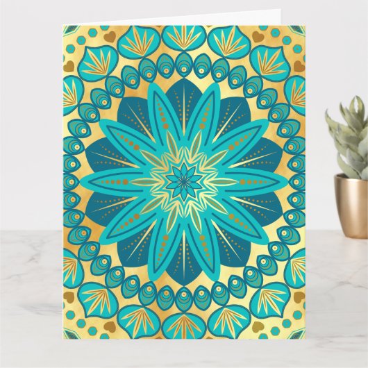 Carte Mandala de la Fleur d'Or Bleu (Petite plante)