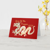 Carte Mandala Dragon 2024 Chinois Nouvel An Rouge (Fleur jaune)
