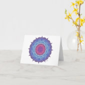 Carte Mandala feuille de fleurs violettes (Fleur jaune)