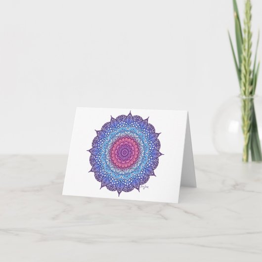 Carte Mandala feuille de fleurs violettes (Devant)