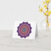 Carte Mandala Florale rose-pourpre (Fleur jaune)