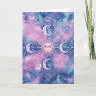 Carte Mandala Galaxie Nébuleuse Soleil & Lune Céleste
