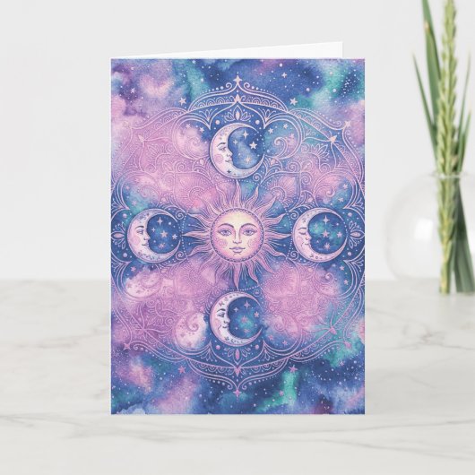 Carte Mandala Galaxie Nébuleuse Soleil & Lune Céleste (Devant)