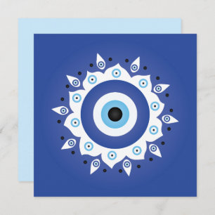 Carte Mandala Grec Mal Oeil Bleu Blanc