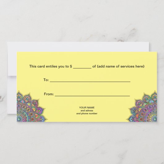 Carte Mandala Inde Style 1 (Dos)