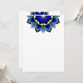 Carte Mandala Motif 02 en bleu foncé (Devant/Arrière en situation)