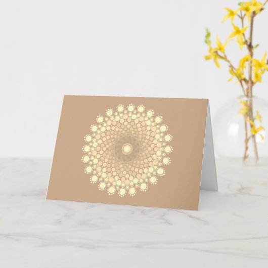 Carte Mandala rose et vert 2 (Fleur jaune)
