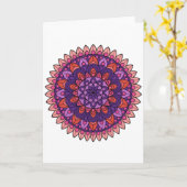 Carte Mandala violet et rose (Fleur jaune)