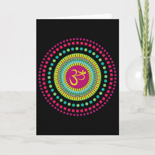 Carte Mandala Yoga Spirituel Symbole Om Rose Et Vert Je