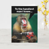 Carte Mandrill Monkey With a Drill - Handicap Homme Anni (Fleur jaune)