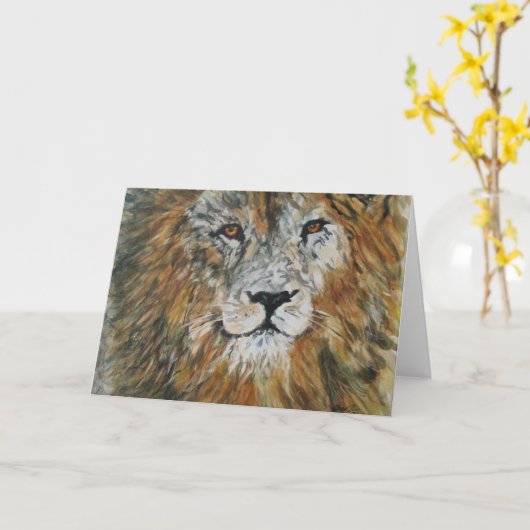Carte Mane Event - un lion dans toute sa majesté (Fleur jaune)
