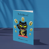 Carte Maneki Neko Lucky Polue Salutation pliée
