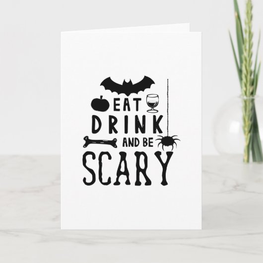 Carte manger boire et être effrayant halloween (Devant)