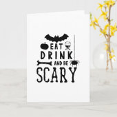 Carte manger boire et être effrayant halloween (Fleur jaune)
