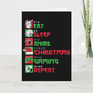 Carte Manger Dormir Anime Jeux Noël Pyjama X-mas Holi