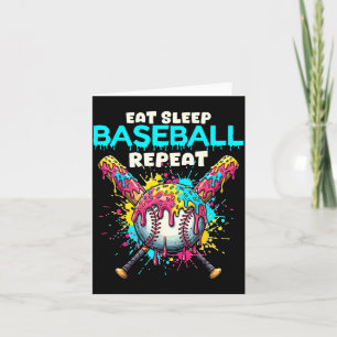 Carte Manger Dormir Baseball Répéter Drôle Goutte de Crè