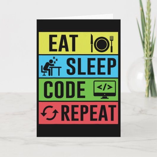 Carte Manger Dormir Code Répéter Drôle Programmation Ck (Devant)