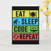 Carte Manger Dormir Code Répéter Drôle Programmation Ck (Fleur jaune)