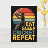 Carte Manger Dormir Cricket Répéter Citation Cricket  (Fleur jaune)