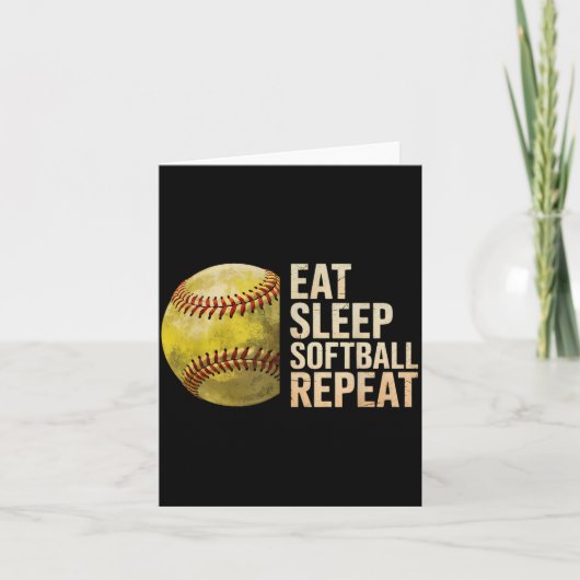 Carte Manger Dormir Softball Répéter Drôle Joueur de Sof (Devant)