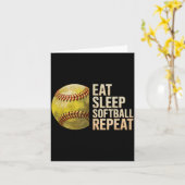 Carte Manger Dormir Softball Répéter Drôle Joueur de Sof (Fleur jaune)