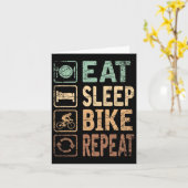 Carte Manger Dormir Vélo Répéter Bicyclette  (Fleur jaune)