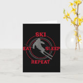 Carte Manger ski dormir répéter ski (Fleur jaune)
