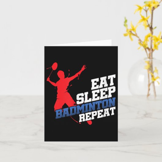 Carte Manger Sommeil Badminton Répéter Joueur de Sport o (Fleur jaune)