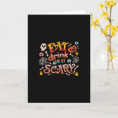 Carte Mangez Boire Et Soyez Effrayant Halloween Drôle Es (Fleur jaune)