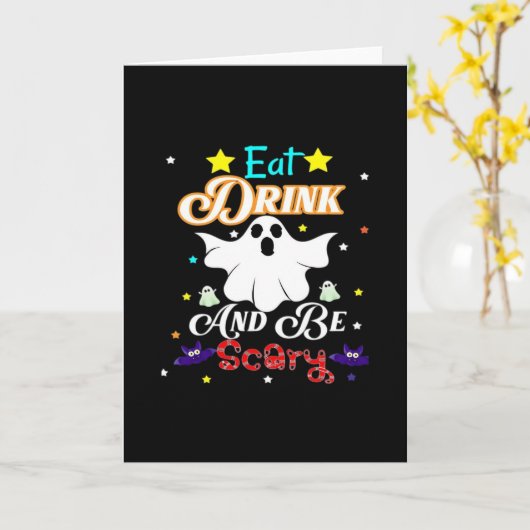 Carte Mangez Boire Et Soyez Effrayant Joyeux Halloween J (Fleur jaune)