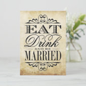 Carte Mangez, buvez et soyez mariés - Symbole de mariage (Debout devant)