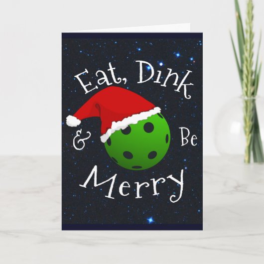 Carte Mangez Dink et soyez joyeux Pickleball de Noël (Devant)