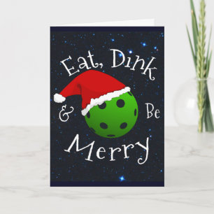 Carte Mangez Dink et soyez joyeux Pickleball de Noël
