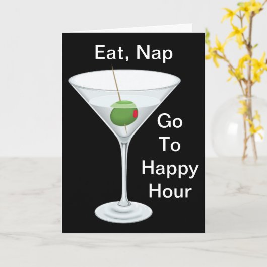 Carte Mangez Nap Aller À Bonne Heure Martini Joyeux Anni (Fleur jaune)