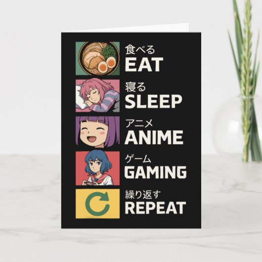 Carte Mangez Sleep Anime Jeu Répéter (Devant)
