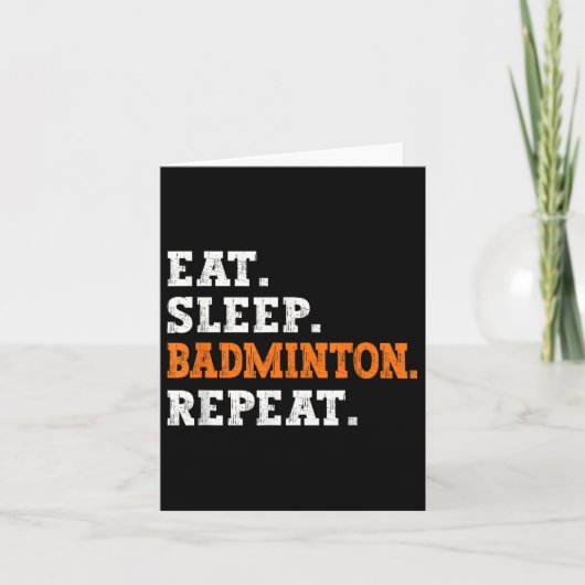 Carte Mangez Sleep Badminton Répétez Design Sports Entho (Devant)