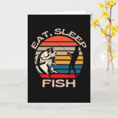 Carte Mangez Sleep Poisson Drôle Pêche (Fleur jaune)