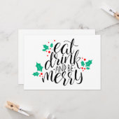 Carte Mangez un verre et soyez joyeux Design (Devant/Arrière en situation)