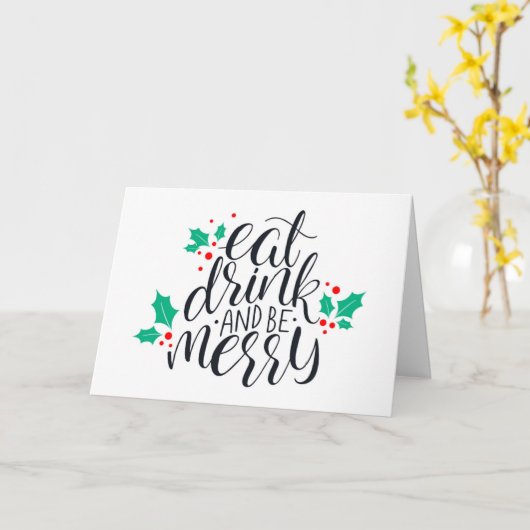 Carte Mangez un verre et soyez joyeux Design (Fleur jaune)