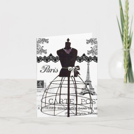 Carte Mannequin blanc noir de mode de Paris (Devant)