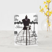 Carte Mannequin blanc noir de mode de Paris (Fleur jaune)